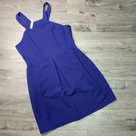 MADEWELL NWT 12 Women's Navy Fit & Flare Side Zip Halter Crepe Dress MSRP $148 - Picture 3 of 7